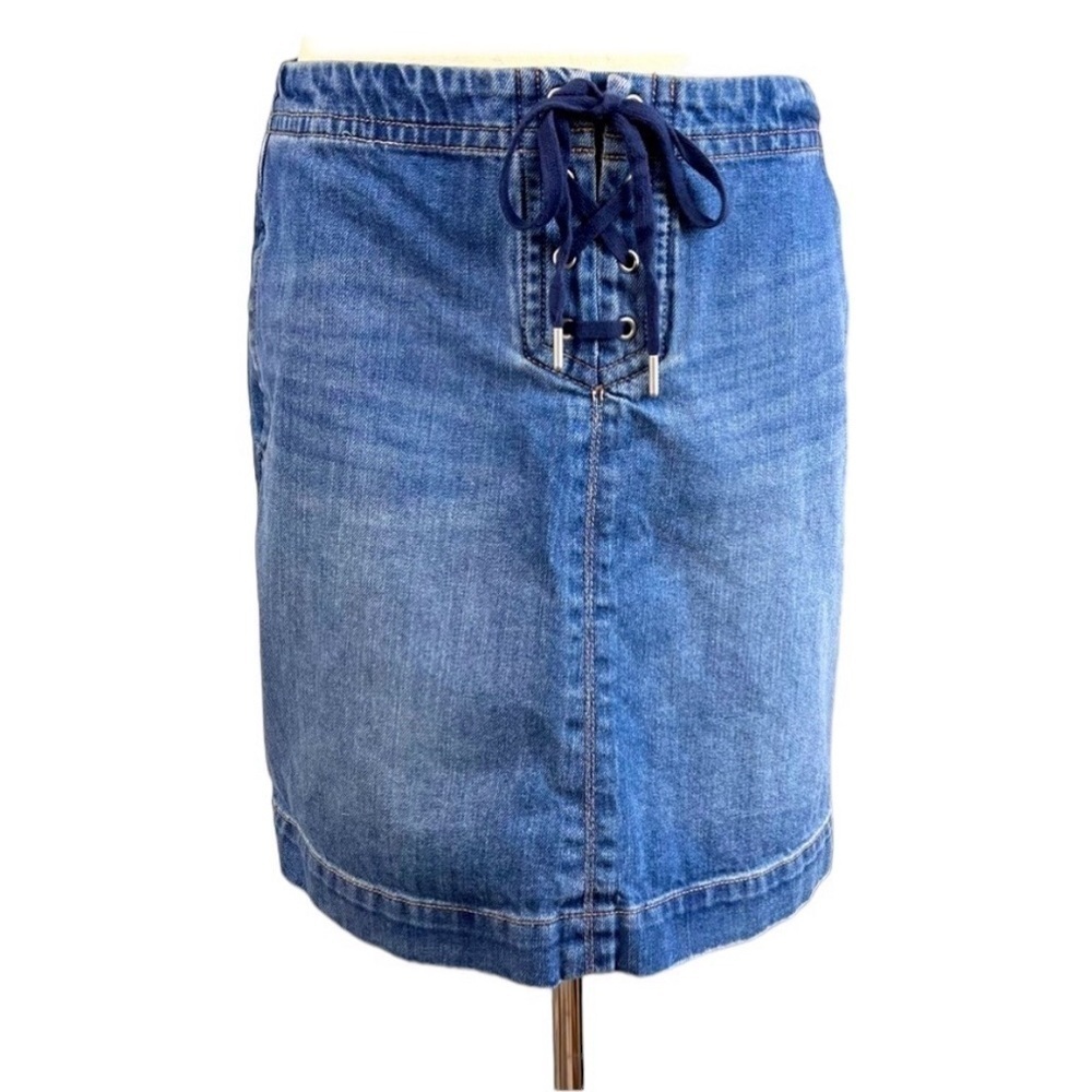 Loft Denim Skirt Lace Up Front. Size 6 #135 - Picture 2 of 7